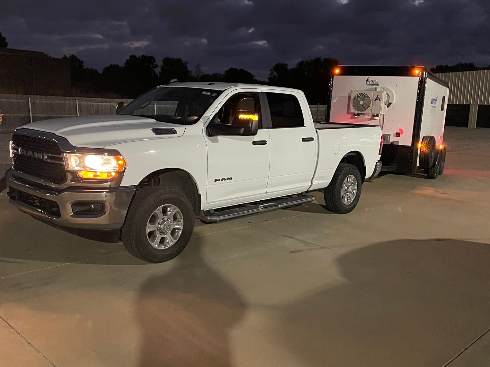 The Boost Nano Solutions truck and mobile service trailer staged for a wellsite job